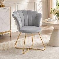 STILVORA Accent Chair with Steel Legs in Grey Velvet