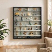 STILVORA Wall Cabinet with Glass Doors & 6 Shelves in Black
