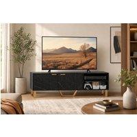 STILVORA TV Stand with 2 Doors & Shelves Black