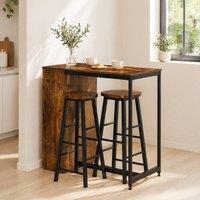 STILVORA Bar Table Set with Storage Shelf Rustic Brown