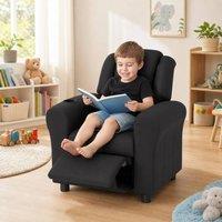 STILVORA Children's Recliner Chair with Footrest Black