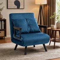 STILVORA Chair Bed 185 cm Click-Clack Velvet Blue