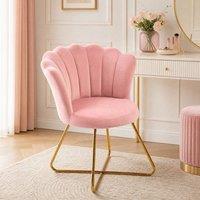 STILVORA Accent Chair with Scalloped Back Pink Velvet