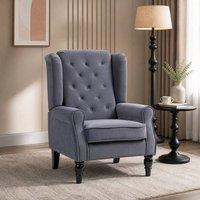 STILVORA Wingback Chair upholstered in velvet in Grey