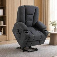 STILVORA Riser Recliner Armchair with Cup Holders in Grey