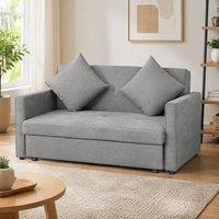 STILVORA 2 Seater Sofa Bed with Storage in Grey Velvet in Light Grey