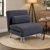 STILVORA 3-in-1 Sleeper Chair Bed with Velvet Upholstery in Grey