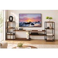 STILVORA TV Unit with 8 Shelves in Rustic Brown