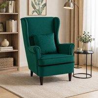 STILVORA Wingback Armchair with Pillow in Green