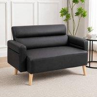 STILVORA 2 Seater Sofa in Black Faux Leather