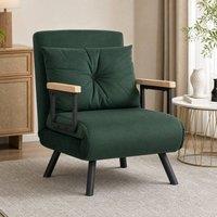 STILVORA 4-in-1 Chair Bed with Pillow in Green Velvet