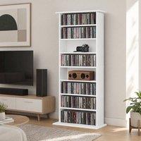 STILVORA CD Storage Unit with 6 Adjustable Shelves White