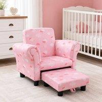 STILVORA Children's Armchair with Footrest Pink & White