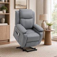 STILVORA Riser Recliner Chair with Massage in Grey PU Leather