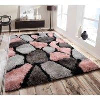 Home Republic Pebbles Shaggy Rug Long Pile in Pink | Size: 240 cm x 330 cm