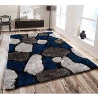 Home Republic Pebbles Shaggy Rug Long Pile in Navy | Size: 240 cm x 330 cm