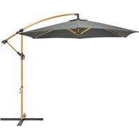 Christow 3m Banana Parasol Wood Effect Crank Handle Large Garden Umbrella in Grey