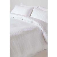 Homescapes Egyptian Cotton Stripe Duvet Cover & Pillowcase 330 TC in White | Size: Double