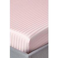 Homescapes Egyptian Cotton Satin Stripe Fitted Sheet 12 inch 330 Thread Count in Pink | Size: Super King Fitted