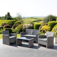Artemis Home Covea Dark Grey Rattan Lounge Set - 2 Seat Sofa, 2 x Chairs + Table