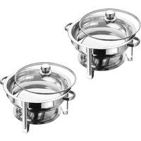 BARGAINS-GALORE 4 X 4.5l Stainless Steel Chafing Dish Set Glass Lid Handle Cookware in Metallic Silver