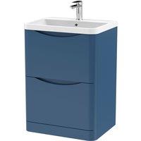 Balterley Floor Standing 2 Drawer Bathroom Vanity Unit & Basin, Blue, 550mm in Blue
