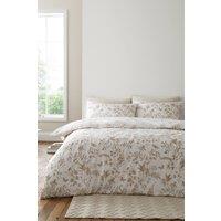 Bianca Thea Floral 200 Thread Count Cotton Reversible Duvet Cover Set in Natural | Size: Super King