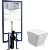 Balterley Hilderstone Contemporary Square Wall Hung Toilet Pan & Seat, Chrome in White