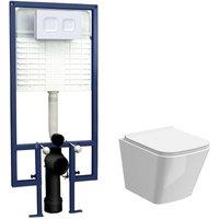 Balterley Hilderstone Contemporary Square Wall Hung Toilet Pan & Seat, White