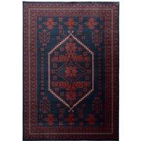 Kukoon Blue Red Low Pile Traditional Persian Velvet Texture Area Rug | Size: 80 cm x 150 cm
