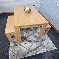 KOSY KOALA 4 Seater Dining Table Set with 2 Benches Light Wood 140 x 80 x 75 cm in Brown