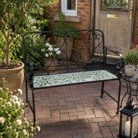 Shatchi Leaf Mosaic 2 Seater Garden Bench - Outdoor Patio Seat