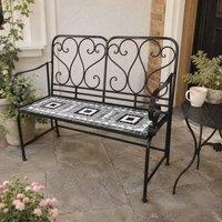 Shatchi Medina Mosaic 2 Seater Garden Bench - Outdoor Patio Seat