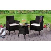 Comfy Living Ltd Rattan Garden Bistro Set With Round Table & 2 Chairs In Various Colours With Cover in Black