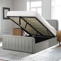Comfy Living Ltd Brushed Velvet Ottoman Bedframe in Light Grey | Size: King
