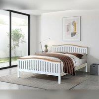 Comfy Living Ltd Solid Wooden Curved Bed Frame in White | Size: Double