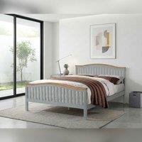 Comfy Living Ltd Solid Wooden Curved Bed Frame in Grey | Size: Double