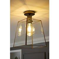 ValueLights Susie Glass Lantern Lamp Shade Flush Ceiling Fitting Light in Bronze