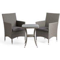 VonHaus 3 Piece Rattan Effect Garden Bistro Set for 2 in Grey