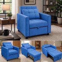 Alivio 3-In-1 Convertible Single Sofa Bed Chair with Pull-Out Sleeper in Blue