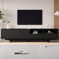 BTM Geometric TV Stand, Modern Bohemian Storage Cabinet in Black