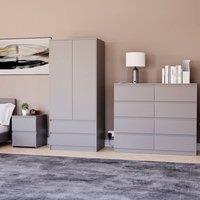 HD Designs Denver Bedroom Set (2 Dr Bedside, 8 Dr Chest, Wardrobe) in Grey