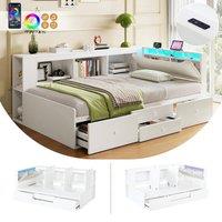 BTM 3FT Velvet Daybed LED USB Charging Storage Bed Grey | Size: Single