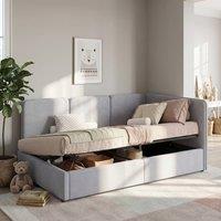 BTM 3FT Ottoman Daybed Storage Velvet Chaise Lift Bed Frame Grey | Size: Single