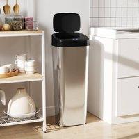 HOMCOM 50L Sensor Bin, Stainless Steel Slim Kitchen Bin, Fingerprint-Proof in Silver