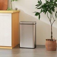 HOMCOM 60 L Kitchen Bin with Fingerprint-Proof Stainless Steel, Silver Tone