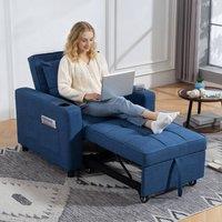 HOMCOM 3-in-1 Sofa Bed, Convertible Sleeper Chair with Adjustable Backrest in Dark Blue | Size: 1 Seater