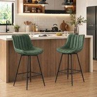 HOMCOM Swivel Bar Stools Set of 2, PU Leather Upholstery, Dark Green