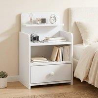 HOMCOM Bedside Cabinet with Drawer & Shelf for Living Room, White