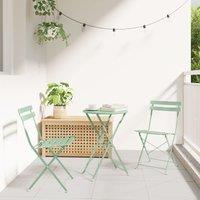 Berkfield Home Outdoor Furniture Sets Light mint Metal Small Foldable in Green